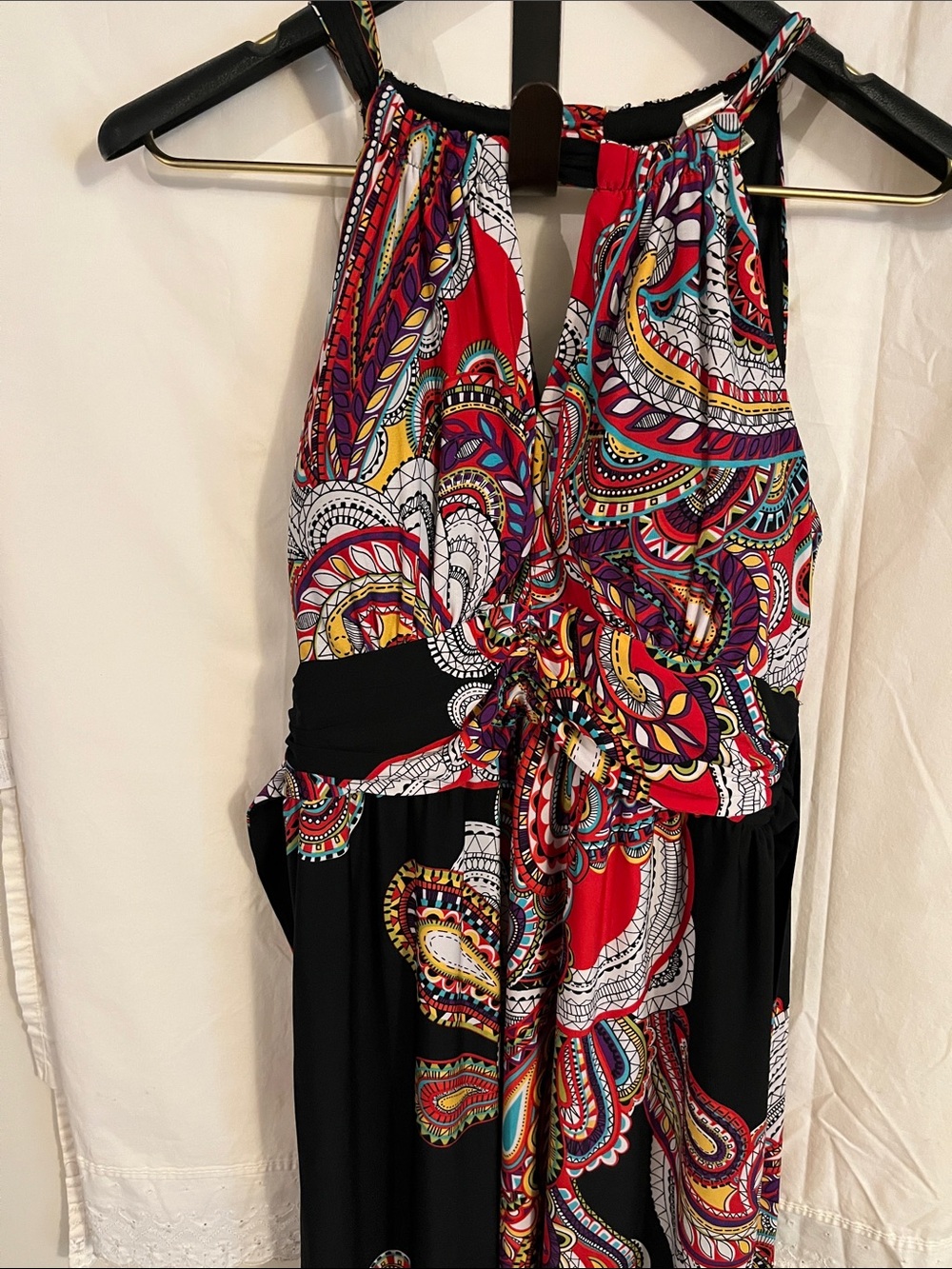 Emma & Michele Red and Black Paisley Maxi Dress